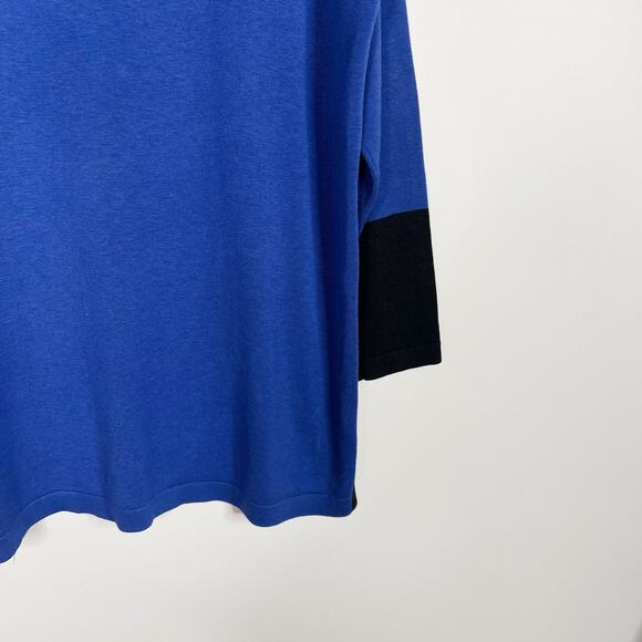 Eileen Fisher Small S Blue Gray Tencel Organic Cotton Silk Colorblock Sweater - Picture 5 of 7